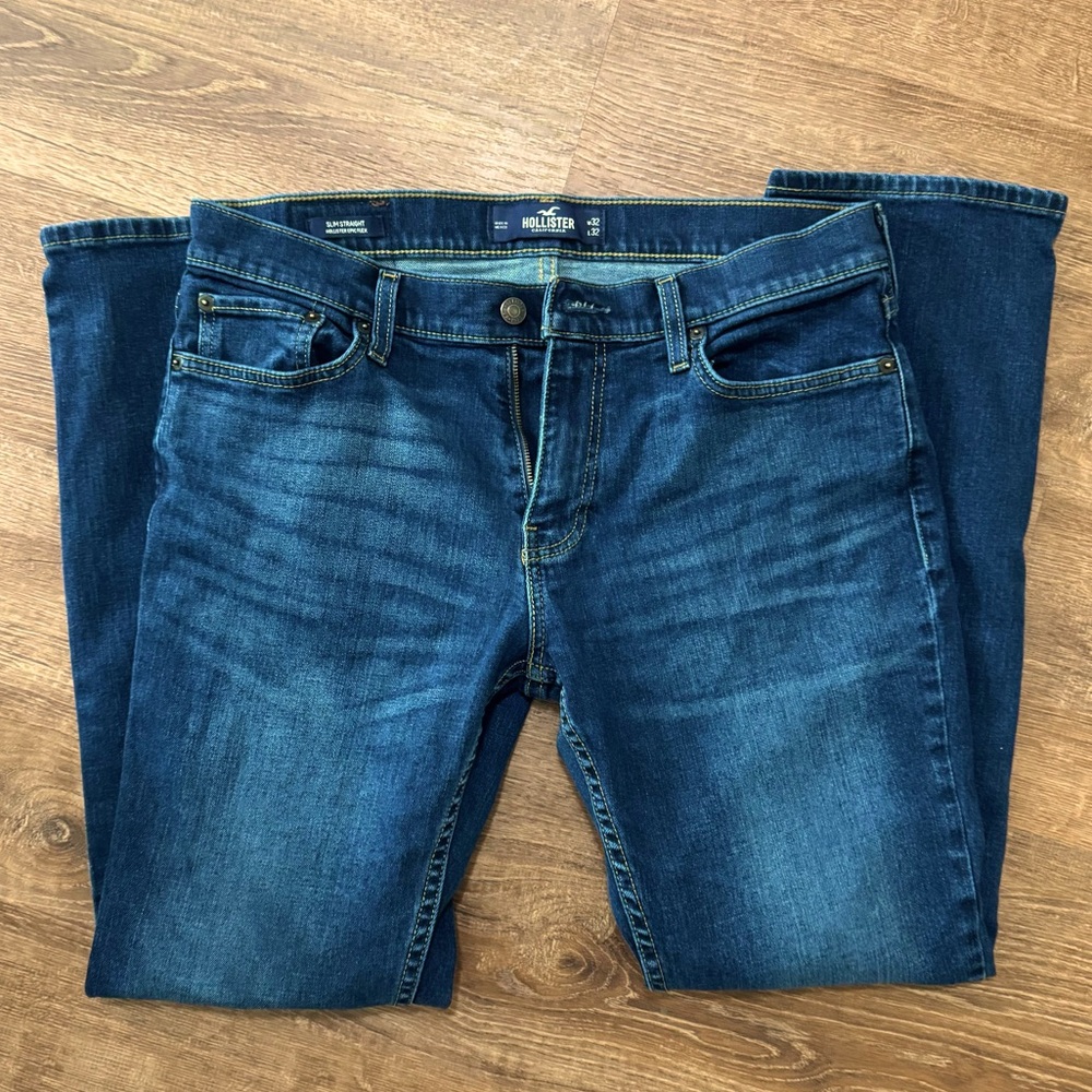 Hollister Slim Straight Epic Flex 32x32 Dark Wash Denim Jeans